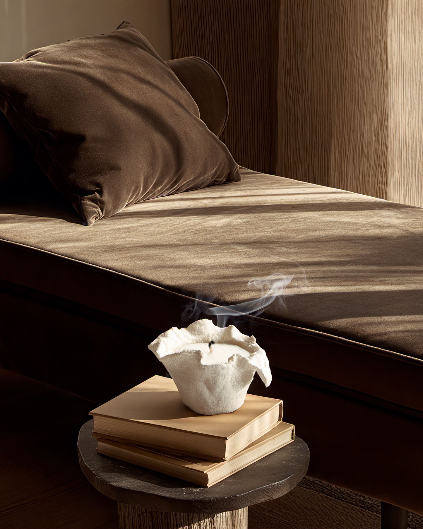 Dune Wave Handcrafted Art Candle-White Clay