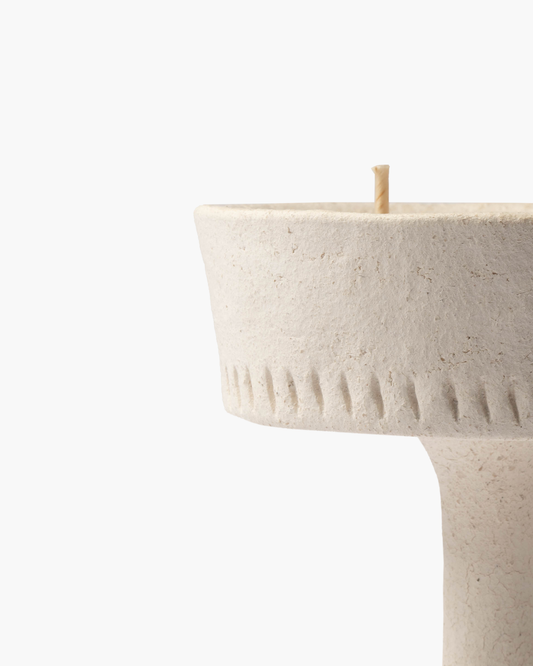 Dune Etch Handcrafted Art Candle-White Clay