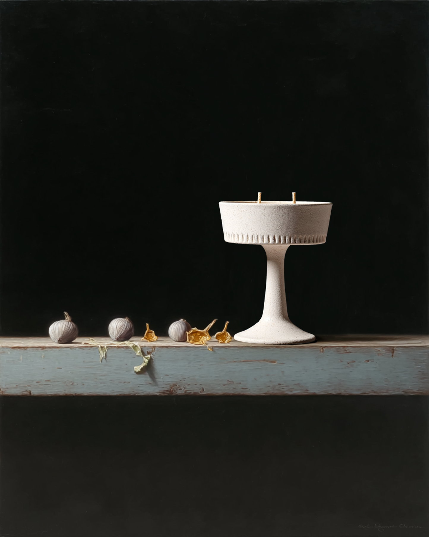 Dune Etch Handcrafted Art Candle-White Clay