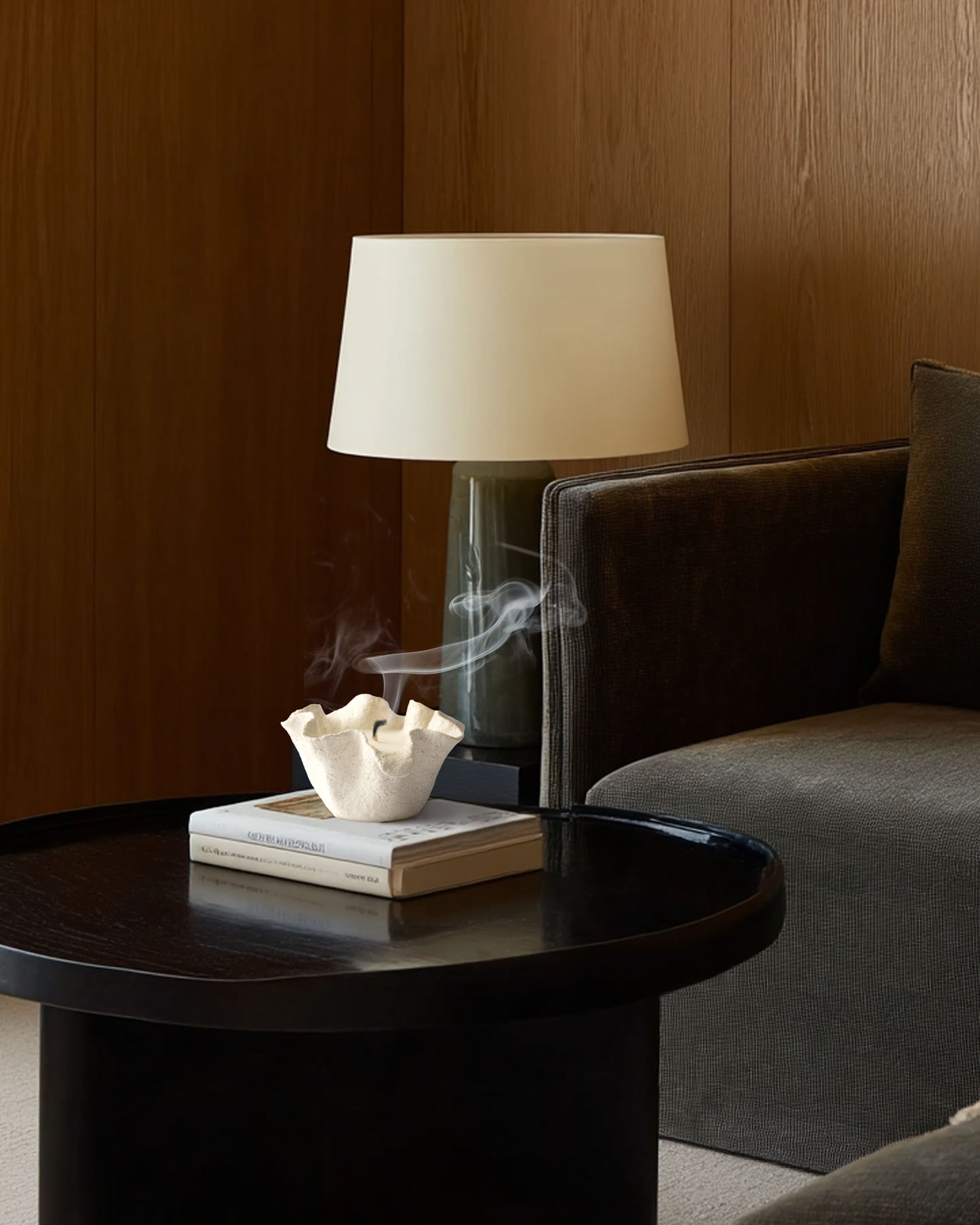 Dune Wave Handcrafted Art Candle-White Clay